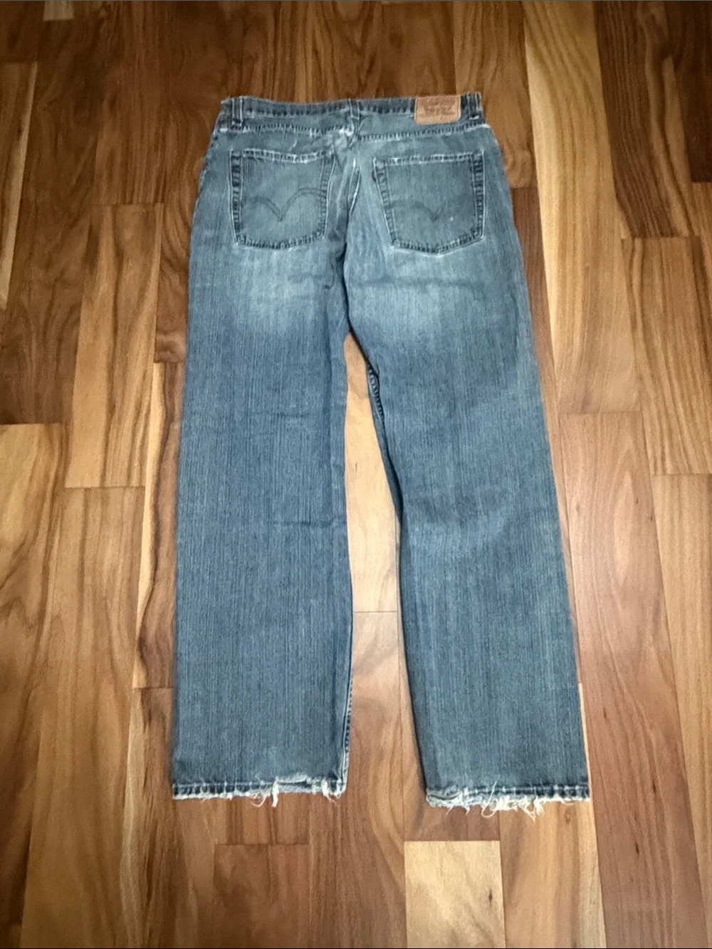 Men's Distressed Blue Loose Straight-Leg Jeans 569 36x36